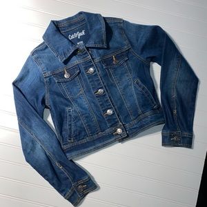 Denim Jacket Snap Buttons Blue Faded Girls Size M 7/8 Jean Coat Cat & Jack